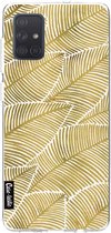 Casetastic Samsung Galaxy A71 (2020) Hoesje - Softcover Hoesje met Design - Tropical Leaves Gold Print