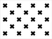 Vloerkleed vinyl | Kriss Kross, Wit met zwarte kruizen | 170x240 cm