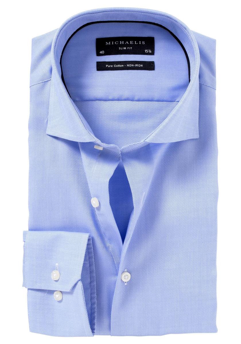 Michaelis slim fit overhemd - Oxford - lichtblauw - Strijkvrij - Boordmaat: 43