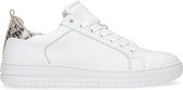 Manfield - Dames - Witte leren sneakers met snakeprint detail - Maat 38