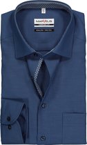 MARVELIS comfort fit overhemd - blauw structuur (contrast) - Strijkvrij - Boordmaat: 44