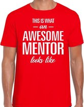 Awesome mentor cadeau t-shirt rood voor heren S