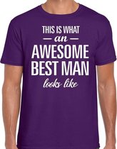 Awesome best man/getuige cadeau t-shirt paars heren M
