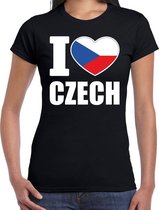 I love Czech t-shirt Tsjechie zwart voor dames XS
