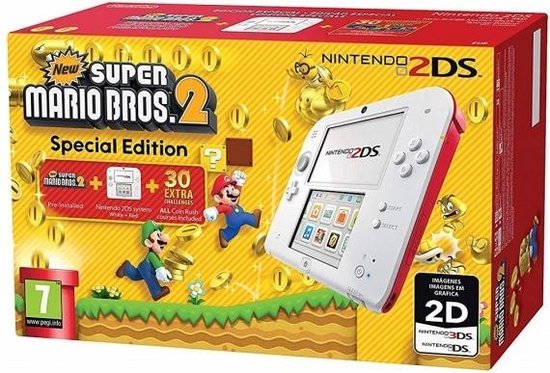Nintendo 2DS Console - Wit/Rood - Limited Edition + New Super Mario Bros. 2