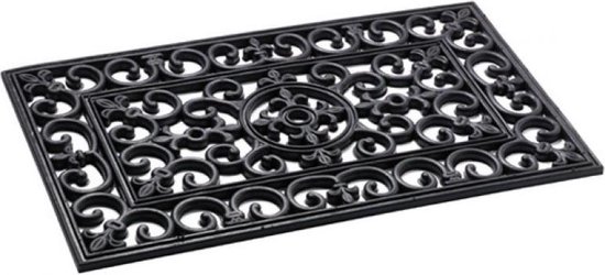 Rubberen schoonloopmat barok zwart voor buiten 75 x 45 cm - Deurmat rubber  | bol.com