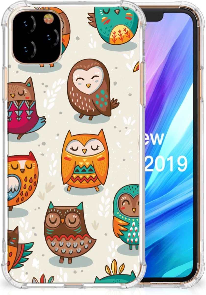 Apple iPhone 11 Pro Max Case Anti-shock Vrolijke Uilen