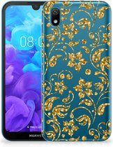 Back Case Huawei Y5 (2019) TPU Siliconen Hoesje Gouden Bloemen