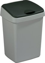 Sunware Delta Prullenbak - 10L - met klep deksel - metallic/zwart