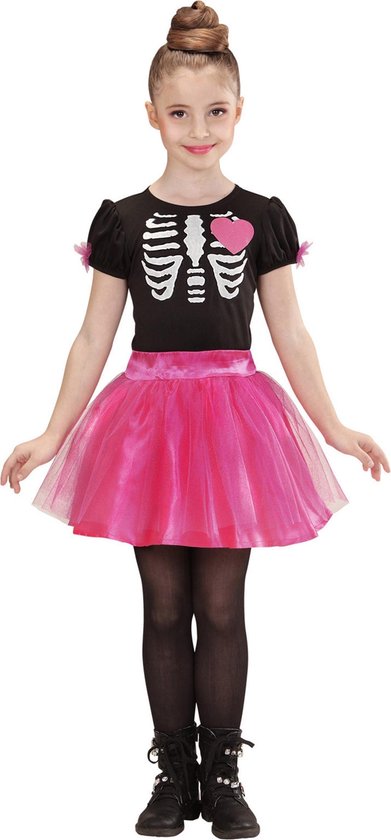 Verkleedkostuum roze Skelet voor meisjes Halloween  - Verkleedkleding - 116/122