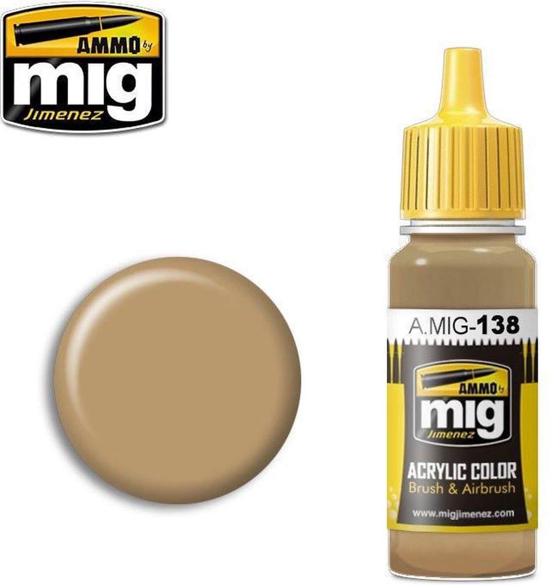 AMMO MIG 0138 Desert Yellow - Acryl Verf flesje