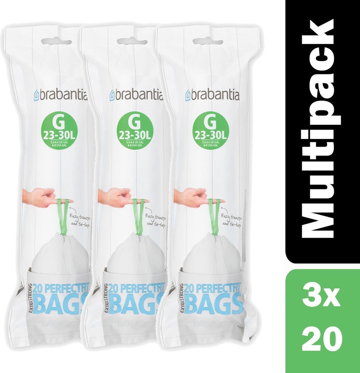 Pack of x 3 Brabantia PerfectFit Bags, Code G, 2330 litre