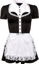Collection Cottelli - Mini robe au design femme de chambre pour les soirées coquines avec fermeture à bouton et coupe ajustée - Taille M - Noir