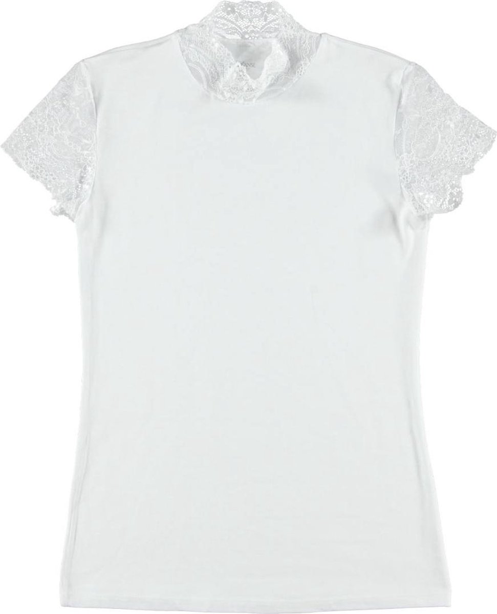 Doreanse Shirt Met Kanten Mouwtjes - Wit