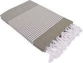 Fashion4wellness Hamamdoek Deniz Deep Olive /  FOUTA - STRANDLAKEN - SAUNADOEK - 200 X 100 CM KATOEN