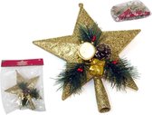 Kunststof kerstboom ster piek goud lengte 21 cm - Kerstpieken - Voor bomen tussen de 120 en 180 cm