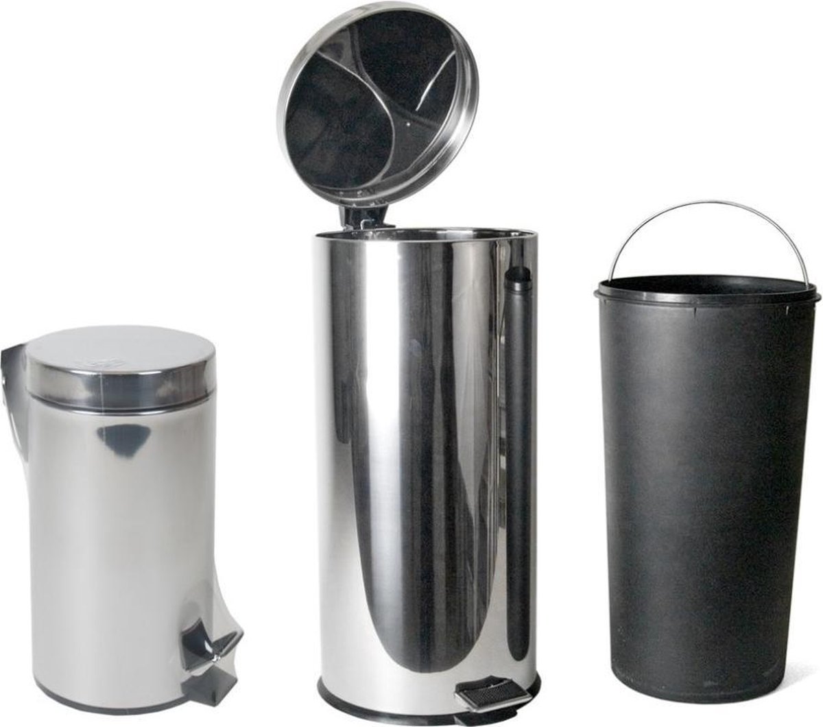 RVS vuilnisbak/pedaalemmer 30 liter 65 cm Afvalemmers Prullenbakken