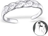 Zilveren teenring blaadjes | Silver Leaves Toe Ring Adjustable | Sterling 925 Silver (Echt zilver)