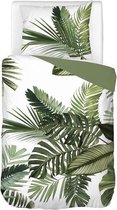 Snoozing Palm Leaves - Flanel - Dekbedovertrek - Eenpersoons - 140x200/220 cm + 1 kussensloop 60x70 cm - Groen