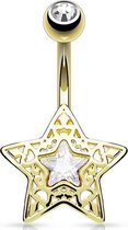 Luxe Zirkonia Ster Navelpiercing Goudkleurig