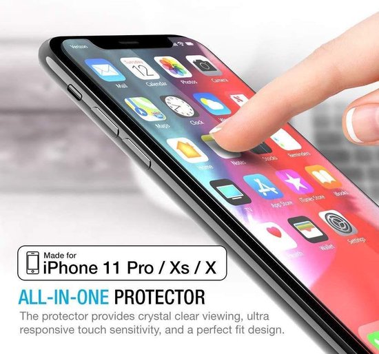 Bookcase Geschikt voor: iPhone 11 Pro - zwart - portemonee hoesje + 2X Tempered Glass Screenprotector