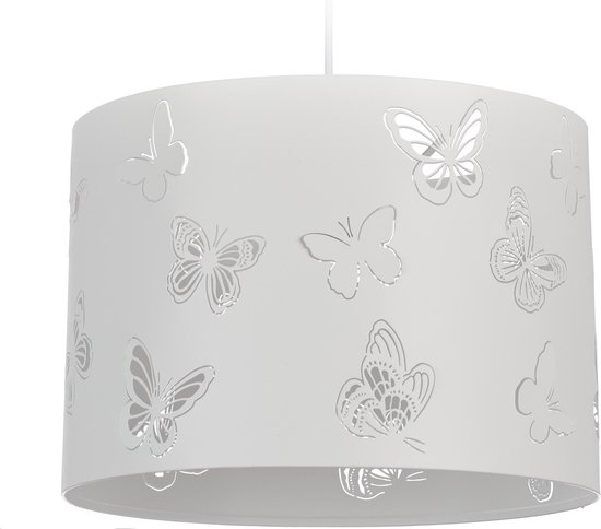 Relaxdays hanglamp wit - pendellamp vlinder - kinderkamer -  plafondverlichting | bol.com