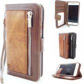 iPhone 11 Pro Bruine Wallet / Book Case / Boekhoesje/ Telefoonhoesje / Hoesje met pasjesflip en rits voor kleingeld