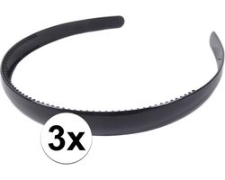 3x Zwarte dames diadeem/haarband 1,5 cm breed