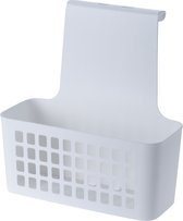 Witte badkamer of kasten opberg/sorteer hang mandje 25 cm - Hangmandjes/Kastmandjes voor aan de deur wit