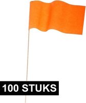 100x Oranje papieren zwaaivlaggetje - Holland supporter/Koningsdag feestartikelen