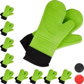 Relaxdays 10 paar ovenwanten siliconen - ovenhandschoenen - bbq handschoenen – groen