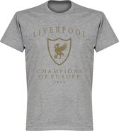 Liverpool Champions Of Europe 2019 Logo T-Shirt - Grijs - XXL