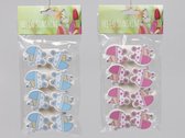 Decoratiehangers - Pbh. 8 Wooden Cradles/clip Pink/blue 3.5 Cm