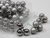 Titan Grey Combi Kerstballen - Cb. 72 Glasballen/wire Titan Grey 30 Mm