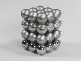 Titan Grey Combi Kerstballen - Cb. 36 Glasballen/cap Titan Grey 57 Mm