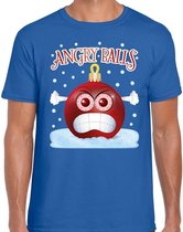 Fout Kerst shirt / t-shirt - Angry balls - blauw voor heren - kerstkleding / kerst outfit XL (54)