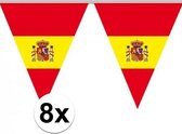 8x Spanje supporter vlaggenlijnen 5 meter - Spaans thema - Spaanse vlag decoratie