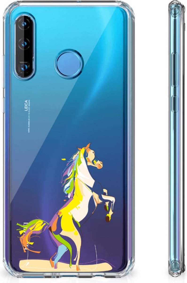 Huawei P30 Lite Stevig Bumper Hoesje Horse Color