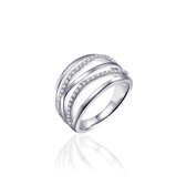 Jewels Inc. Ring - Zirkonia Wit - Gerhodineerd Sterling Zilver - Maat 60