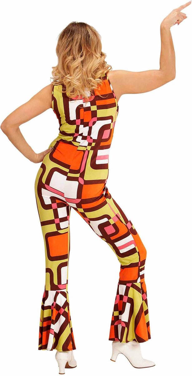 MRYUWB 70s Hippie Jurk Kostuums Halsketting Oorbellen Zonnebril Vrouwen Disco Outfit, 60s Feestkostuum, Halloween Retro Jurken (Vintage Disc, S) (F0154