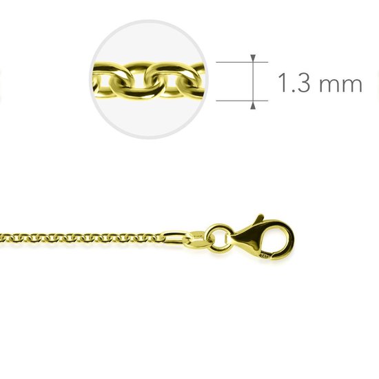 Jewels Inc. - Anker Ketting met Karabijnsluiting - 1.3mm Dik - Lengte 70cm - Geelgoud Verguld Zilver 925