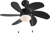 Ventilateur de plafond QAZQA Fresh 30 avec lampe - 1 lumière - 80cm - Noir