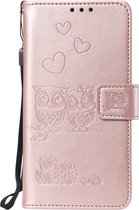 Xiaomi Mi A3 Hoesje - Uilen Book Case - Rose Gold