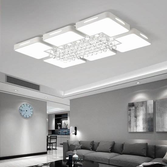 108W woonkamer eenvoudige moderne LED plafond Lamp kristal licht traploos  dimmen +... | bol.com
