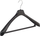 De Kledinghanger Gigant - 20 x Mantel / kostuumhanger kunststof zwart met schouderverbreding en anti-slip broeklat, 50 cm