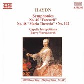 Haydn: Symphonies no 45, 48 and 102 / Capella Istropolitana