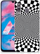 TPU Siliconen Hoesje Samsung Galaxy M30 zwart-wit Design Illusie