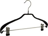 De Kledinghanger Gigant - 5 x Mantel / kostuumhanger metaal met anti-slip knijpers, schouderverbreding en zwarte anti-slip coating, 40 cm