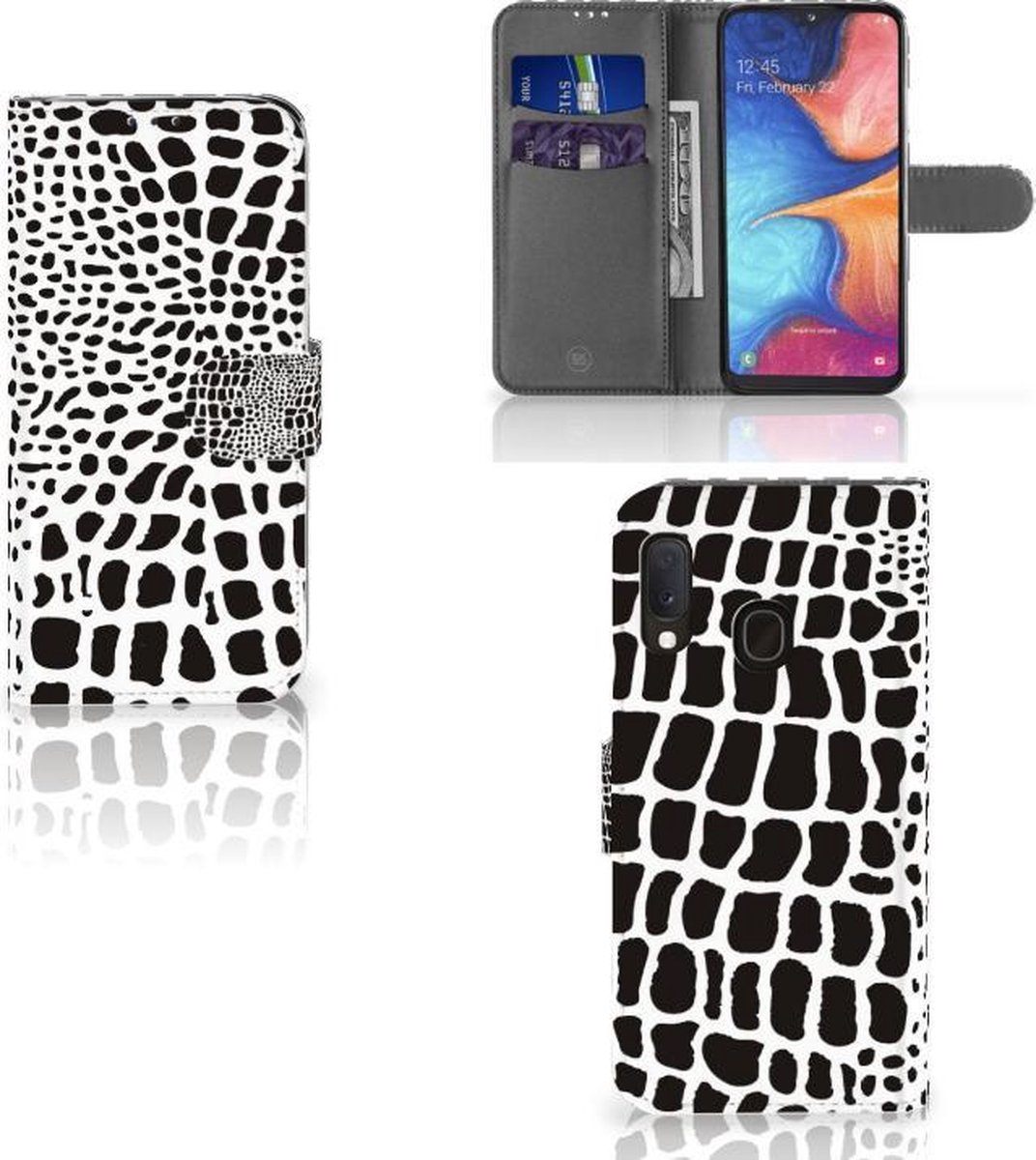 Samsung Galaxy A20e Telefoonhoesje met Pasjes Slangenprint