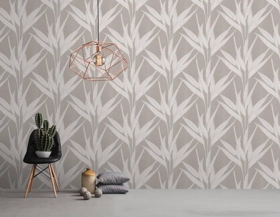 Papier Peint Texturé Effet Lin Motif Feuille Scandinave – As Creation Hygge – Neuf